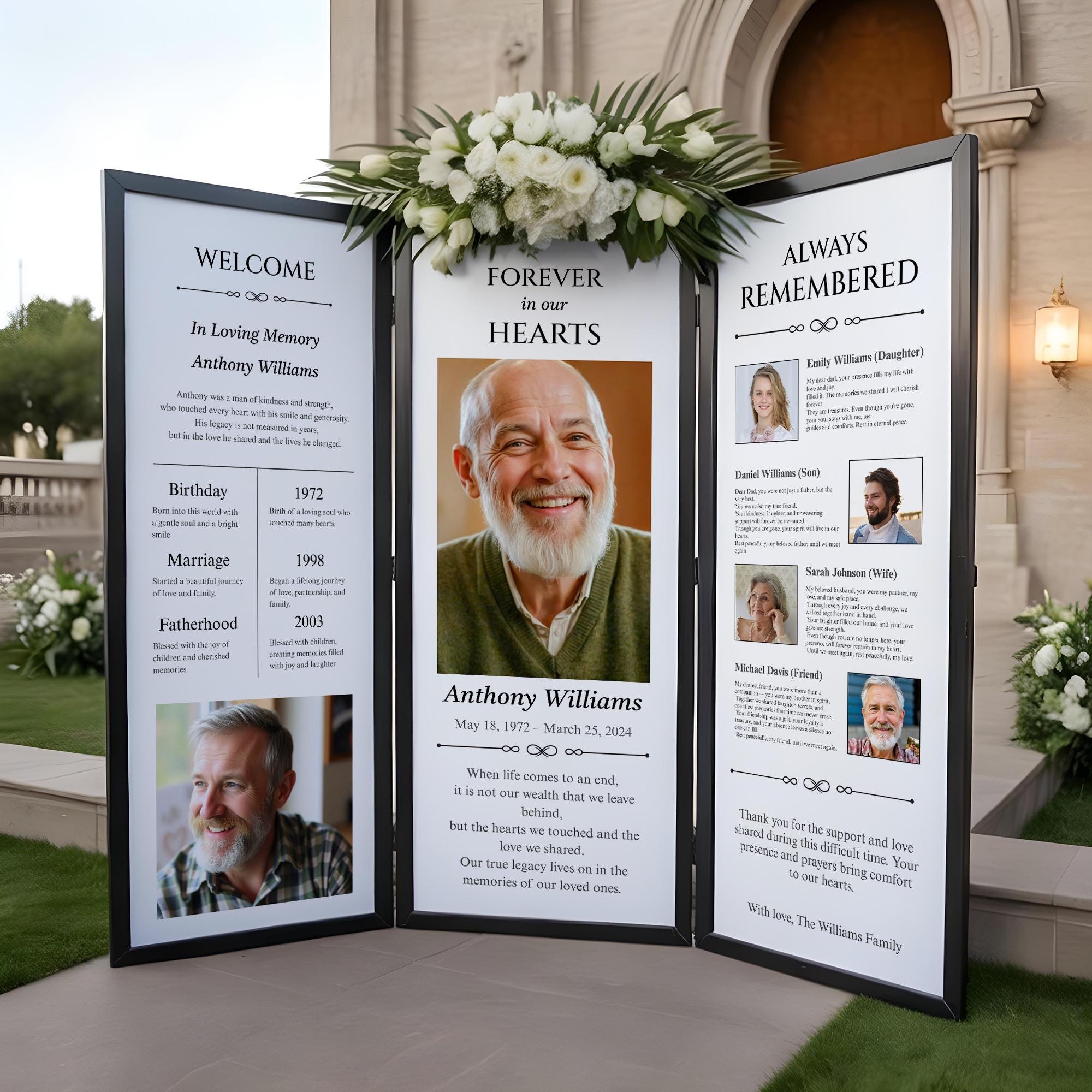 Poster Stendardo Personalizzato Per Cerimonia Funerale O Eventi – Striscione Per Esterni O Interni Con Foto E Testo - 2
