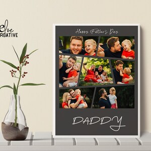 Modello di collage fotografico per la festa del papà, modello di collage fotografico regalo per 7 foto, collage regalo per la festa del papà stampabile, collage fotografico per la festa del papà