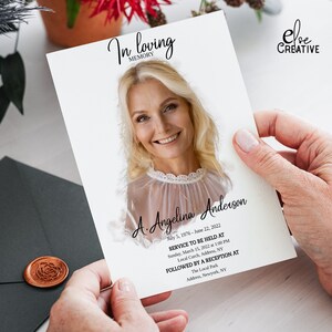 Modèle d’annonce funéraire - Service commémoratif imprimable, Invitation de masse - Carte d’invitation simple - Téléchargement instantané du fichier numérique 5x7 PDF