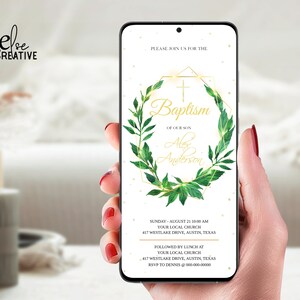 Green Leaves First Communion Evite: Digital Invitation (08)