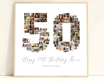 50th Birthday Photo Collage Template, Personalized Keepsake (Canva)