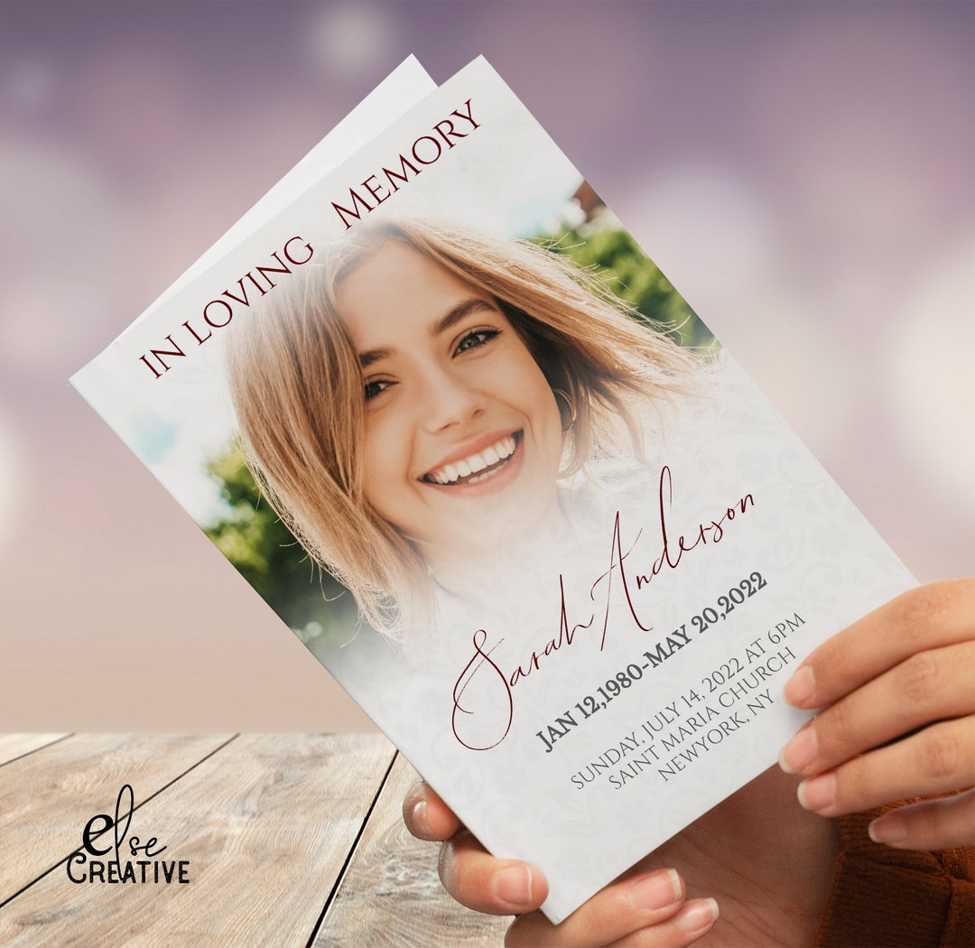White Minimalist Funeral Program Template (digital Download) - Etsy UK
