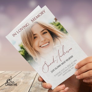 Editable White minimalist Funeral Program Template,Celebrating the Life of Funeral Program,Celebration of Life Funeral Program, 24