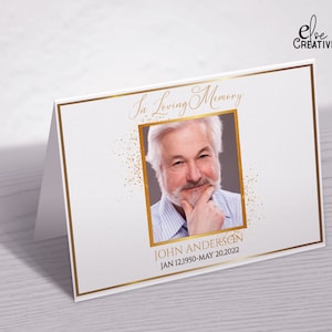 Modèle de carte de remerciement pour les funérailles, carte de remerciement pliée pour les funérailles, notes de remerciement pour les funérailles, célébration de la vie, téléchargement immédiat,01