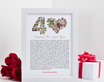 40th Birthday Photo Collage Poster: Reasons We Love You (Canva Template)