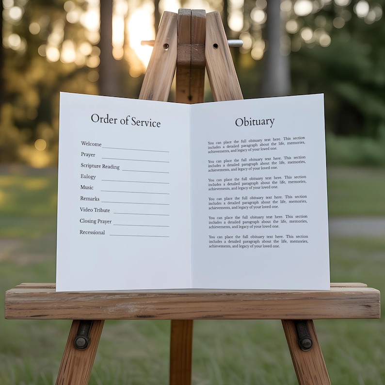 Editable Funeral Program Template – Memorial Service, Obituary (canva ...