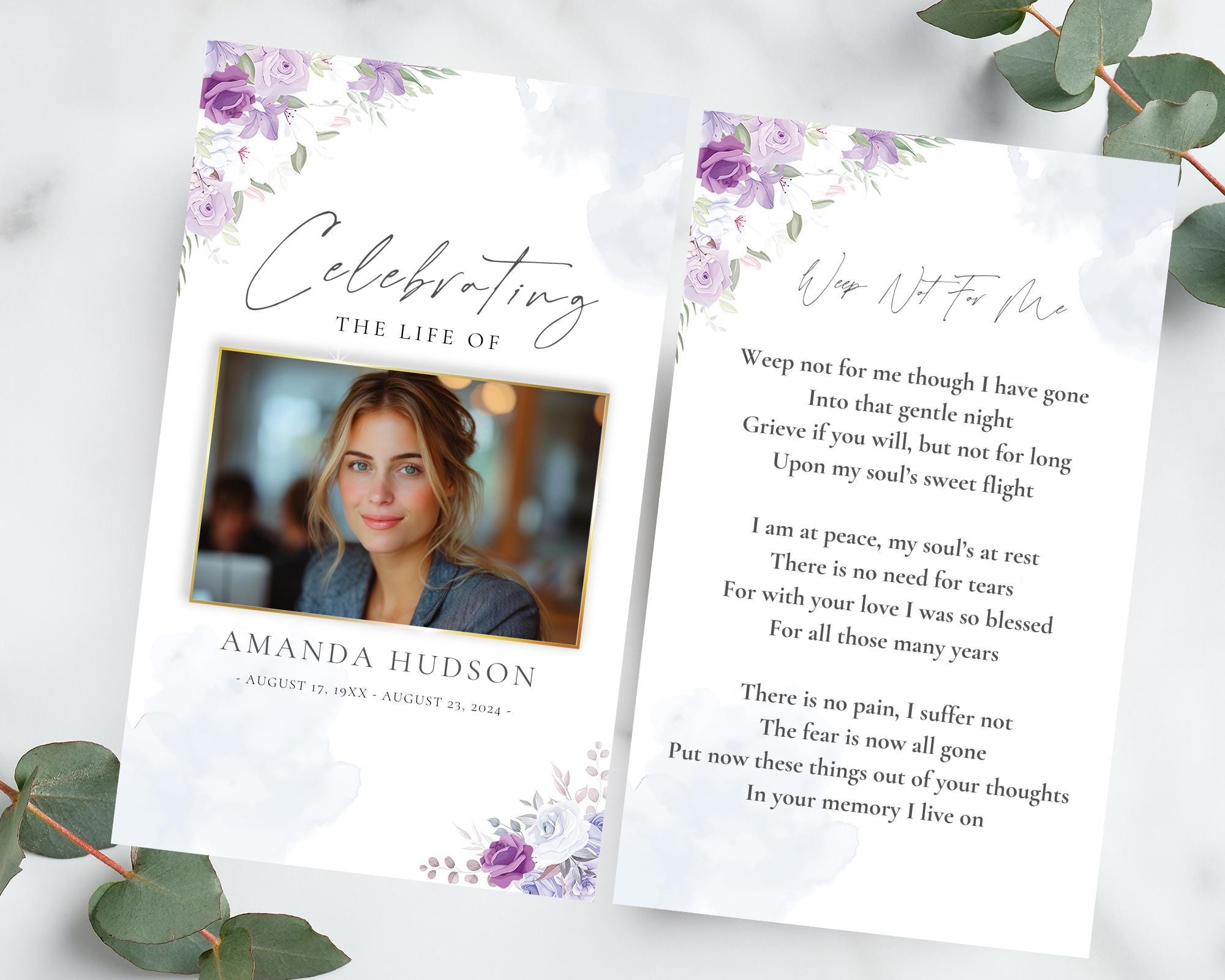 Editable Funeral Program Bundle: Celebration of Life Canva Templates ...