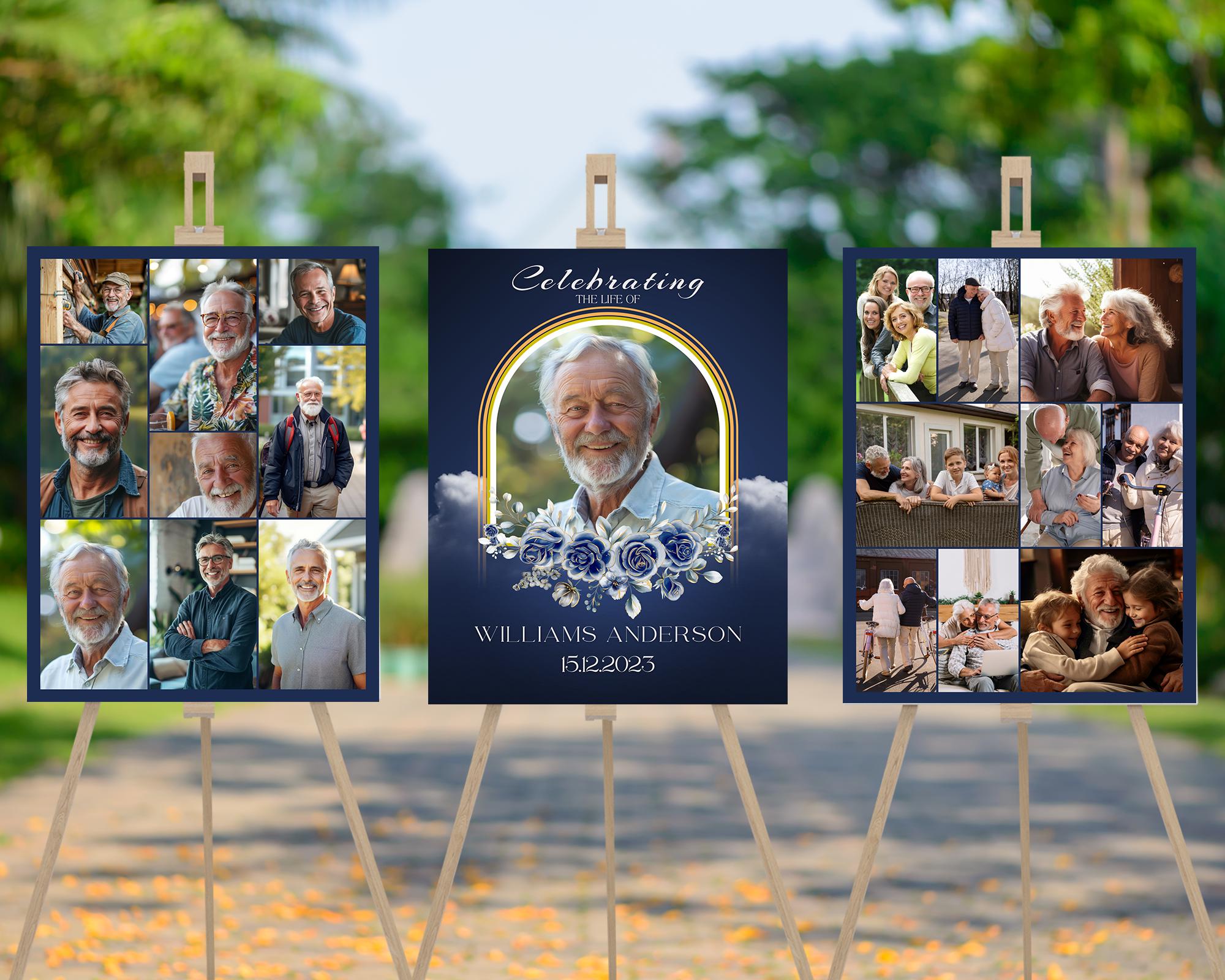 Blue Roses Funeral Photo Collage Template: Celebration of Life (digital ...