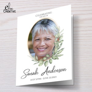 Minimalist Funeral Program Template: Editable Photo Obituary (Digital Download)