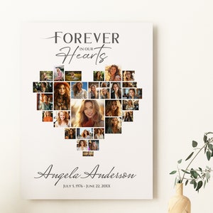 SET Funeral Heart Collage Templates, heart Funeral Photo Collage for men or woman, Celebration of Life, Easel Display Memorial Poster,05