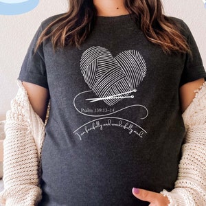 Maternity Tee Psalm 139:13-14 Knitted together fearfully and wonderfully made T-Shirt Bible Verse Tshirt Mother-to-be(Non-Maternity/Size Up)