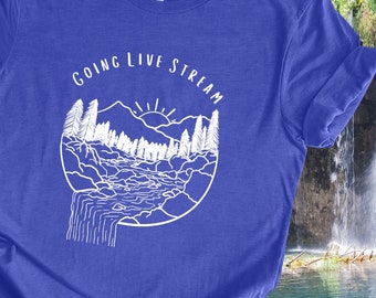 BW Going Live Stream Waterfall T-Shirt Men Waterfall Lover Shirt Women Outdoor Tshirt Waterfall Tee Dad Chasing Waterfalls Shirt Mom
