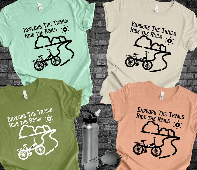 Explore the Trails Ride the Rails E-bike Tshirt Electric Bike Tshirt ...