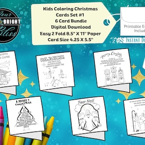 Kids Christmas Coloring Cards Christian Christmas Cards for coloring 2 Fold Easy layout depicting Jesus&#39;s birth family teacher sunday school