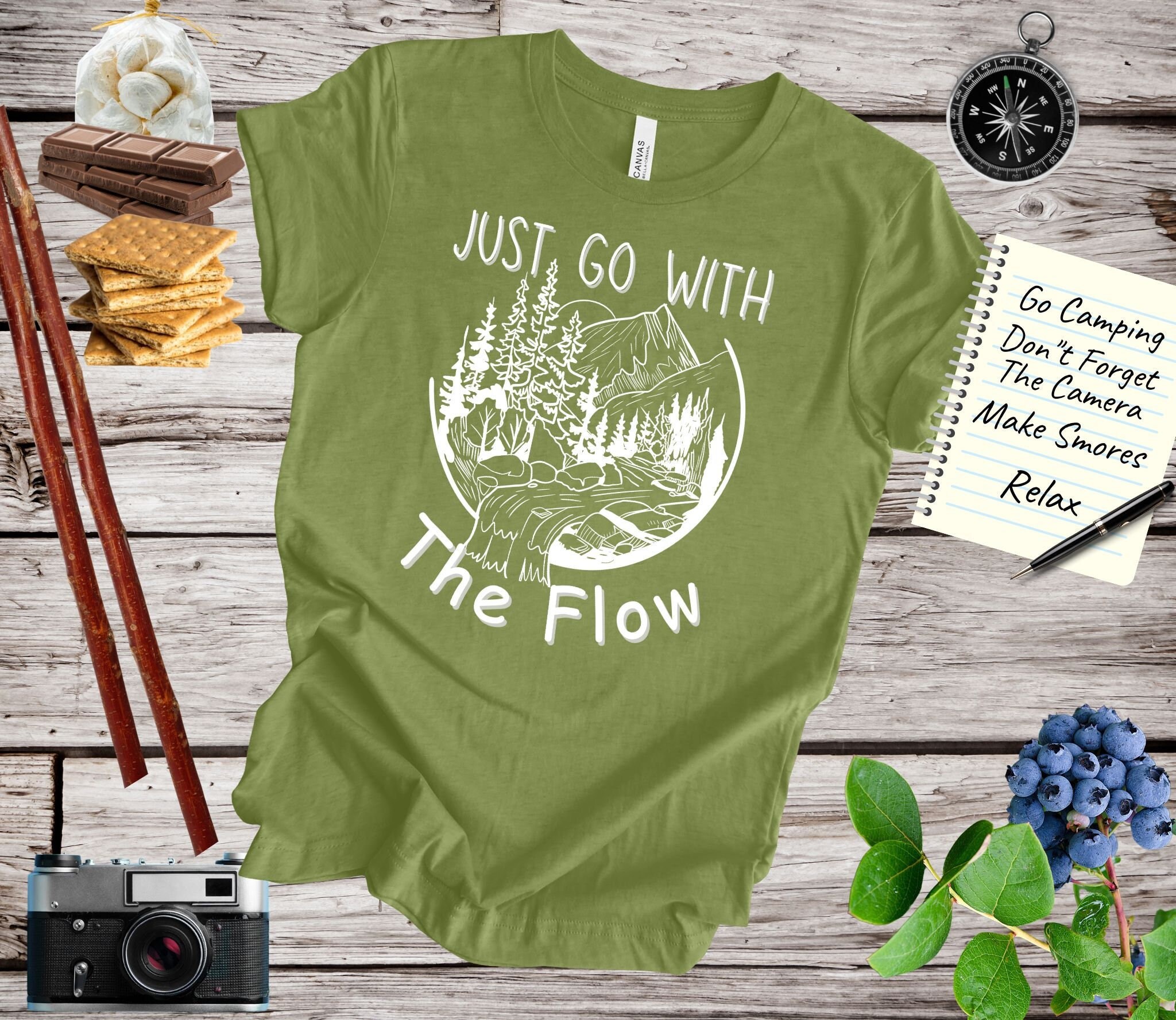 Go With The Flow Waterfall T-Shirt for Men Waterfall Lover Shirt for Women Outdoor Tshirt Waterfall Tee Dad Chasing Waterfalls Shirt Mom