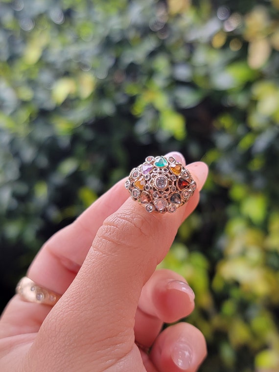 Thai Princess 10k Multistone Ring, Cluster ring, H