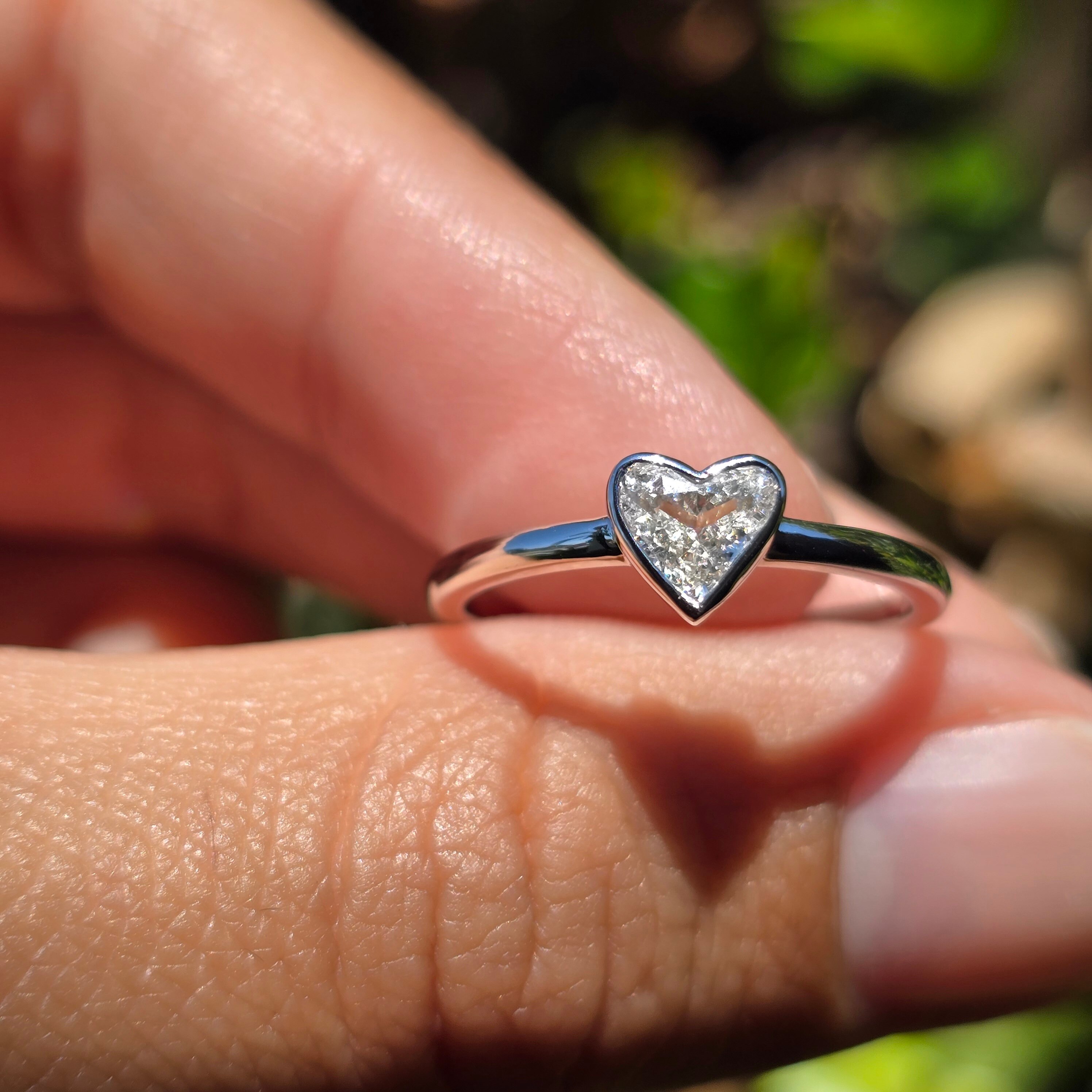14k White Gold simple Heart Shaped Diamond Ring Etsy