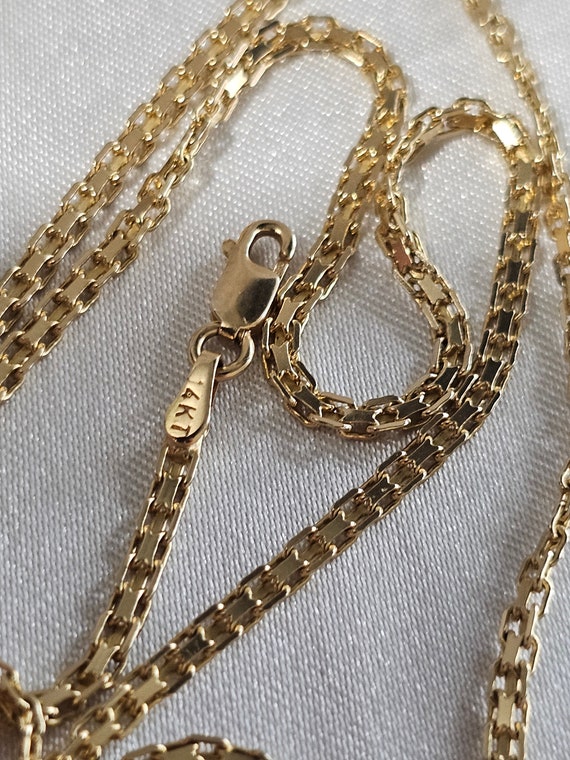 14k Solid Yellow Gold Flat Bismark Chain