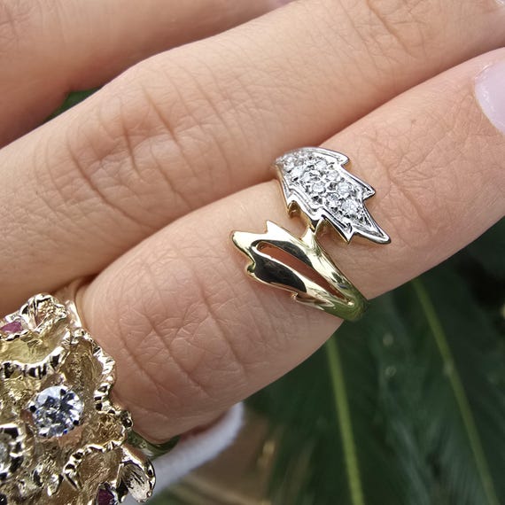 14k Leaf Wrap Bypass Ring - image 3