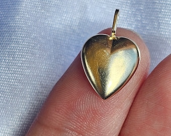 14k Hollow Puffed Heart Charm/ Pendant