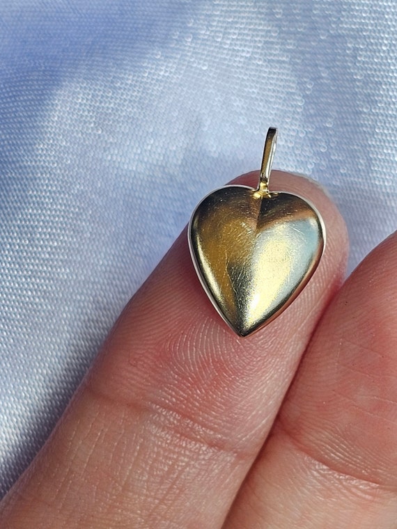 14k Hollow Puffed Heart Charm/ Pendant