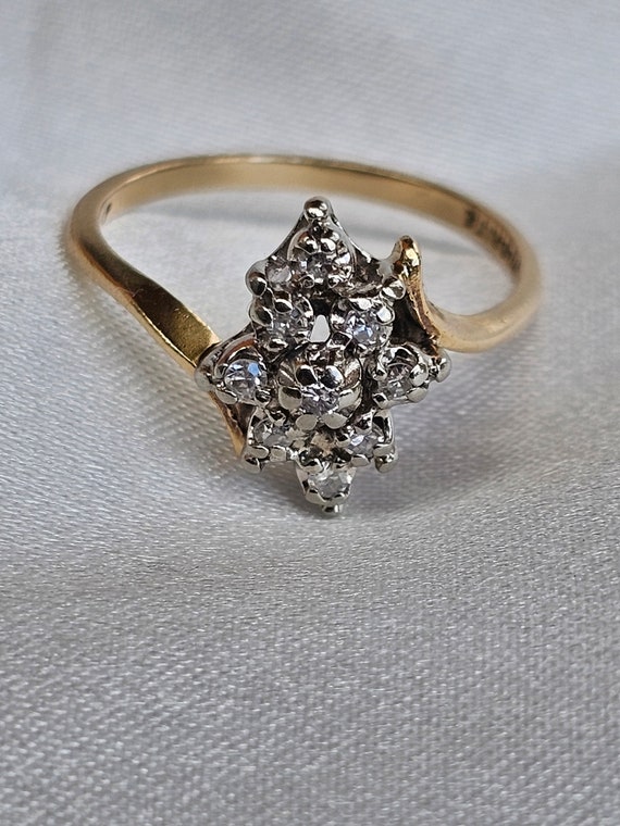 10KP Solid Two Tone Gold Diamond Cluster Ring