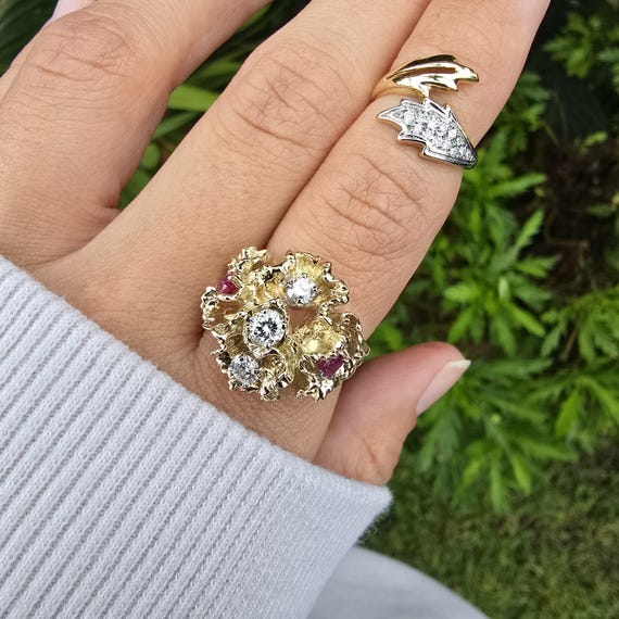 14k Leaf Wrap Bypass Ring - image 4