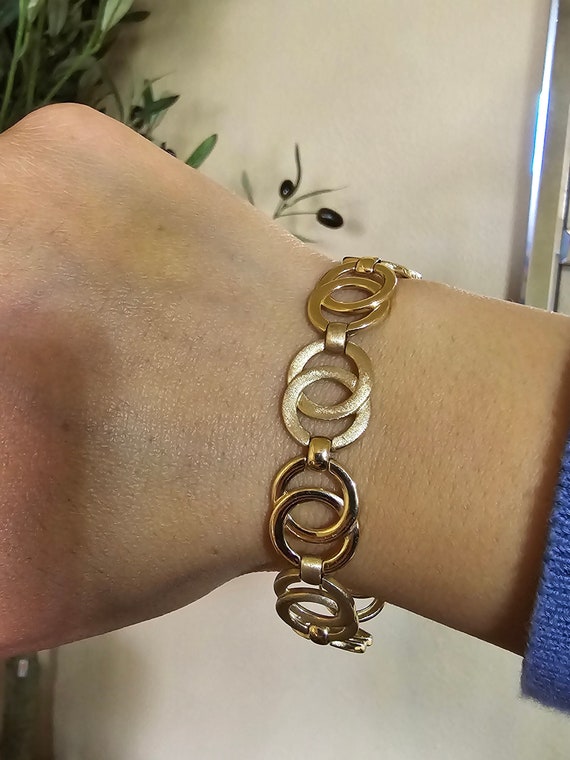 14k Solid Yellow Gold Circles Link Bracelet