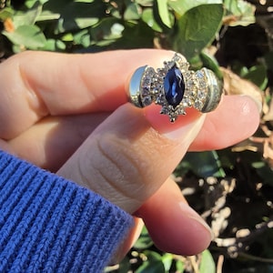 14k Solid Gold Sapphire Diamond Ring