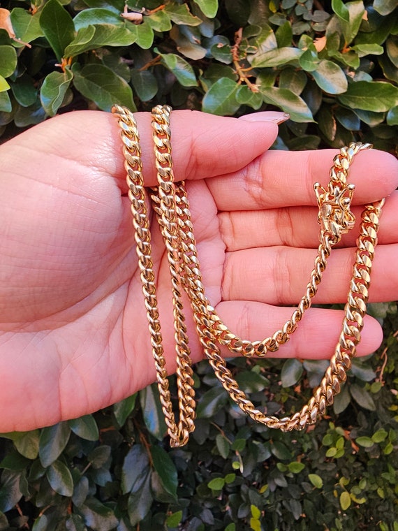 Solid 14 Karat Gold Miami Cuban Link Chain 22 inch Gem