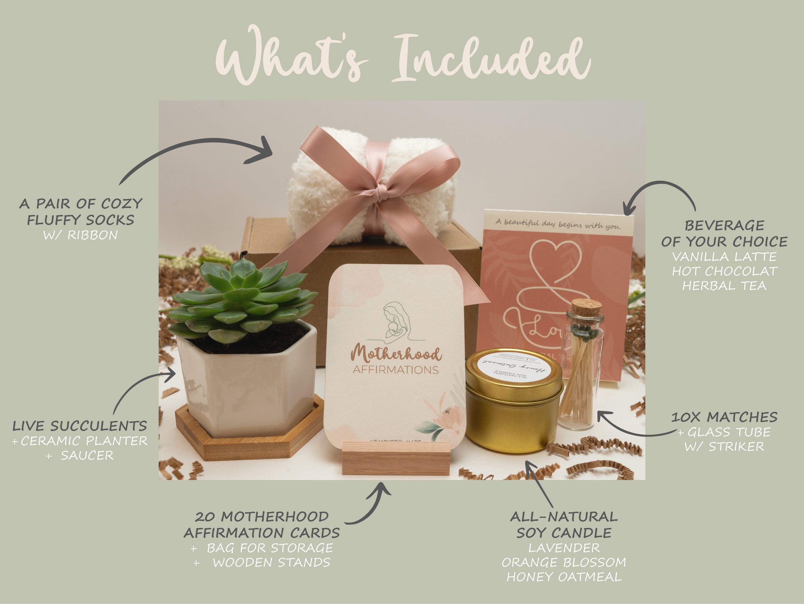 Postpartum Care Package for New Mom, Succulent Gift Box for Expecting Mom, Pregnancy Care