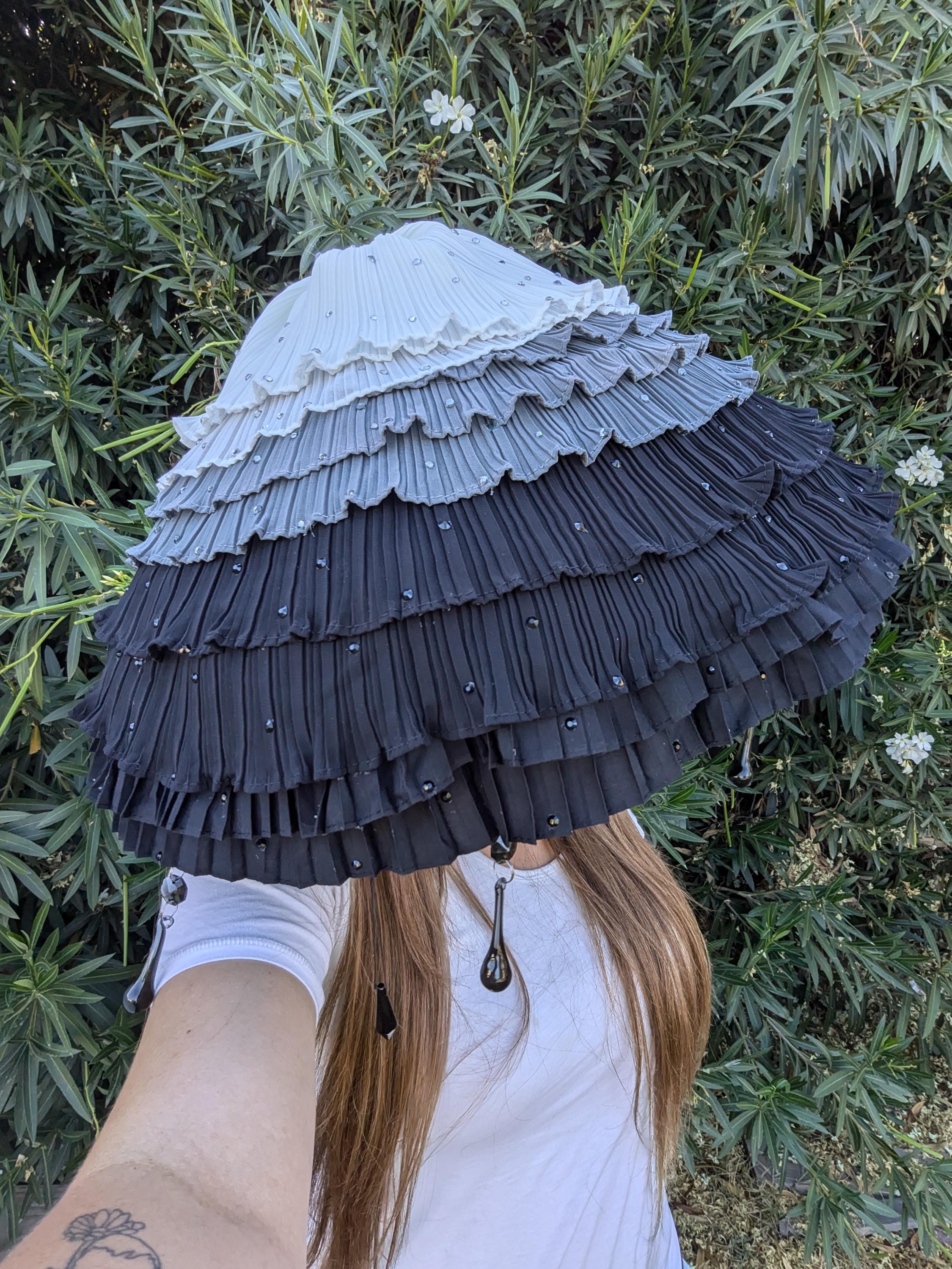 Vintage Mushroom Hat | Black Layered Ruffles Custom Fantasy Ruffle Mushroom Hat: Renfair Cosplay - Etsy main image 2