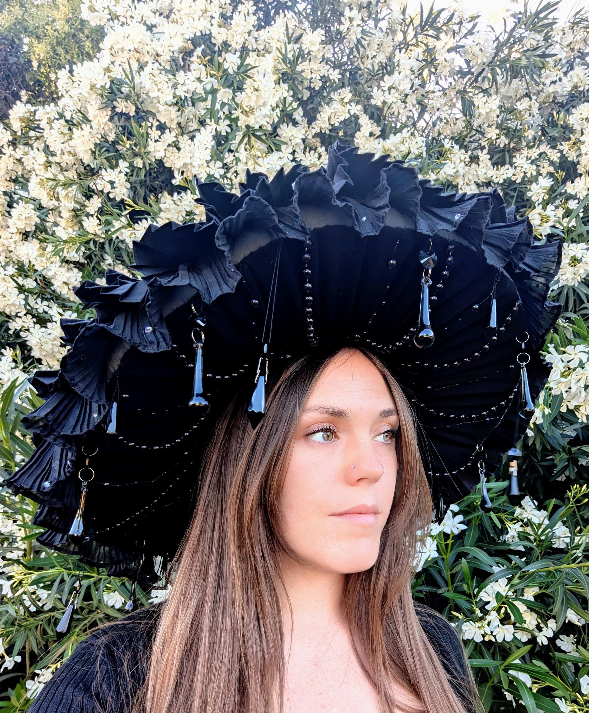 Vintage Mushroom Hat | Black Layered Ruffles Custom Fantasy Ruffle Mushroom Hat: Renfair Cosplay - Etsy main image 3