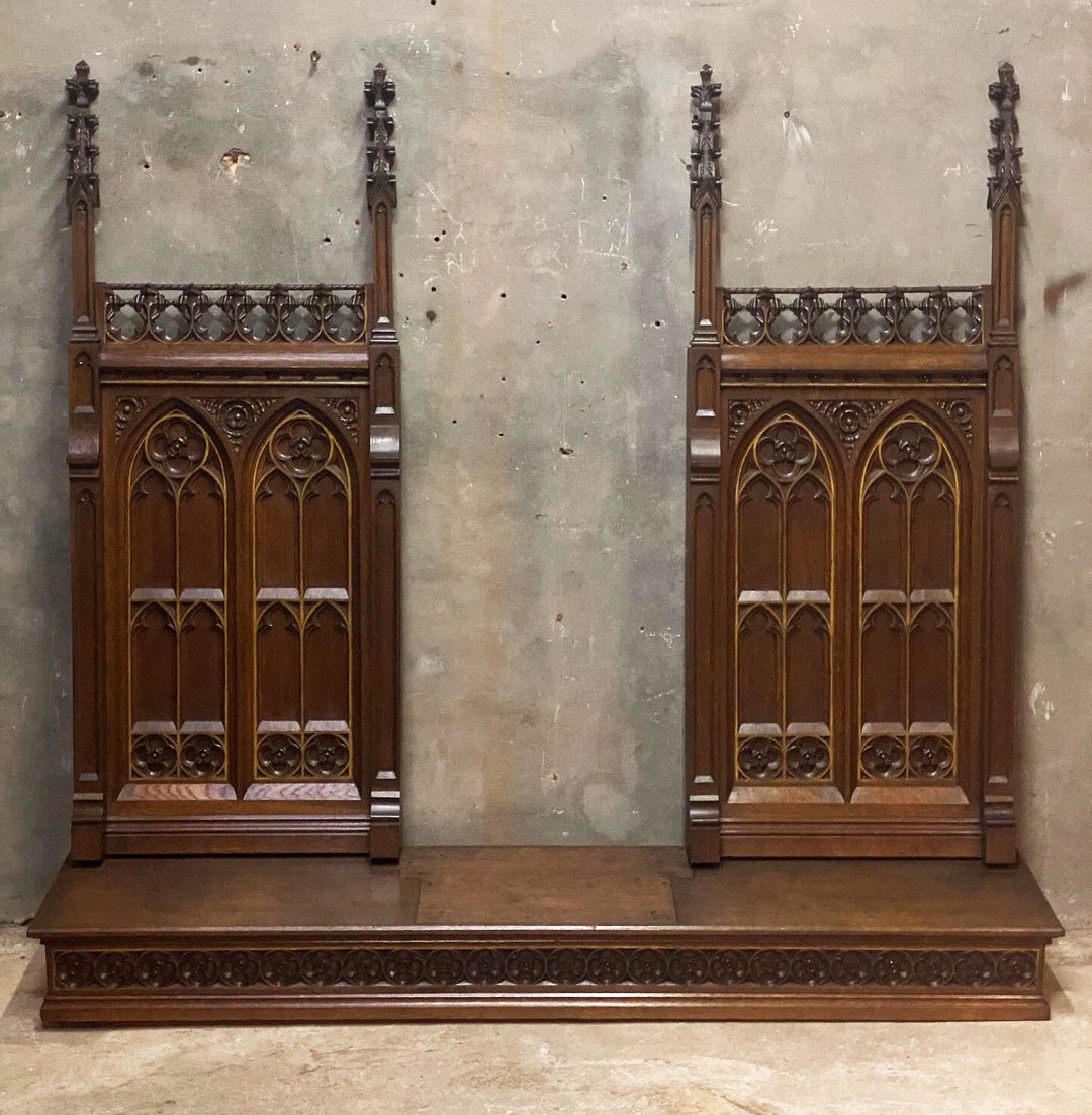 Antique Oak Wood Gothic Altar/sacristy Table Back/top - Etsy