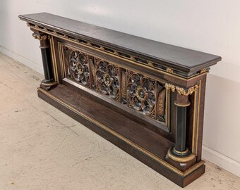 Antique Oak Wood Gothic Communion Altar Rail Railing Room Divider ...