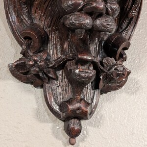 Pair of Antique French Oak Wood Wall Shelves Brackets Sconces Lion Gargoyle image 8