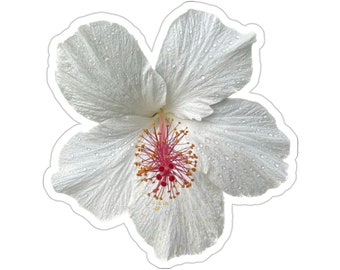 White Hibiscus Flower Vinyl Die-Cut Stickers