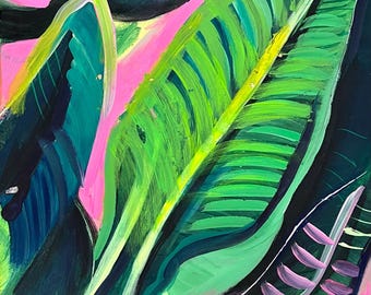 Vibrant "Backyard Banana" Giclee Print from Original Painting by Carlo Nohea Pure