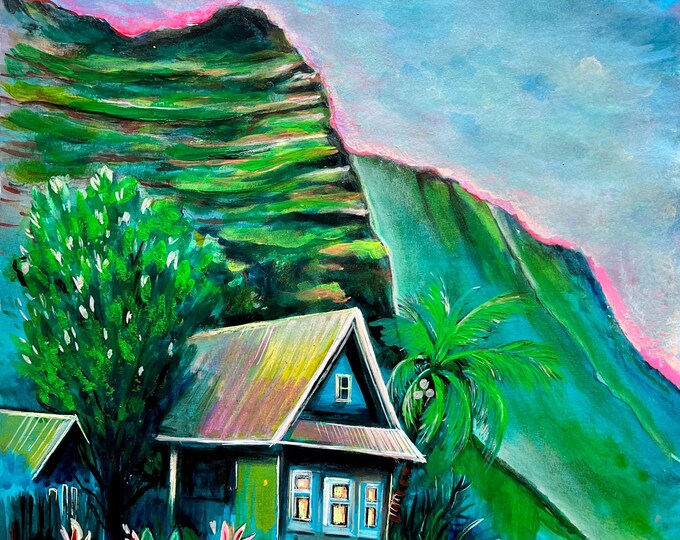 Art Print "Cliff Cottage", 8x10, from Original Acrylic Painting by Carlo Nohea Pure
