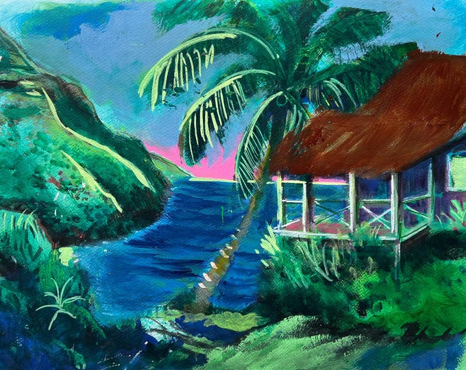 Vibrant "By The Sea" Giclee Print from Original Painting by Carlo Nohea Pure