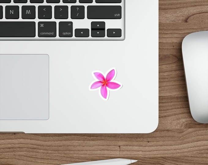 Tiny Pink Plumeria Kiss-Cut Vinyl Decals
