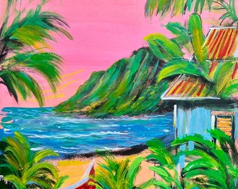 Vibrant "Kalihiwai" Giclee Print from Original Painting by Carlo Nohea Pure