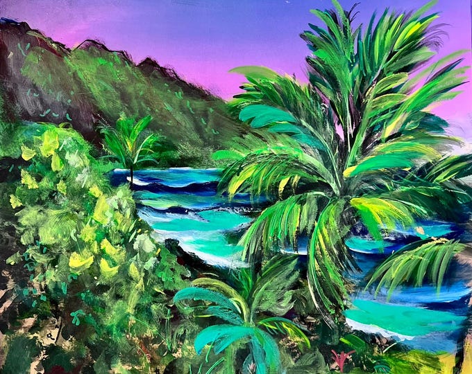 Art Print "Purple Sky", 5x7, from Original Acrylic Painting by Carlo Nohea Pure
