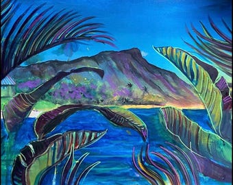 Vibrant "Blue Diamond" Giclee Print from Original Painting by Carlo Nohea Pure