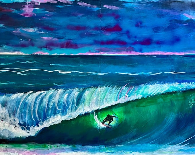 Art Print "Surfin' The Blues", 5x7, from Original Acrylic Painting by Carlo Nohea Pure