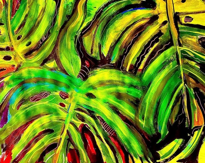 Art Print "Monstera", 5x7, from Original Acrylic Painting by Carlo Nohea Pure