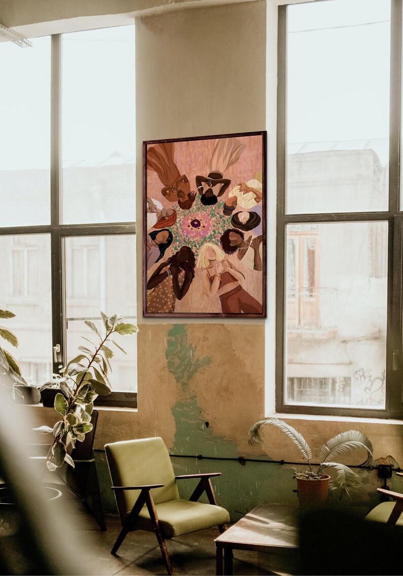 Woman Circle Wood Wall Art Boho and Natural Wooden Wall Art Etsy