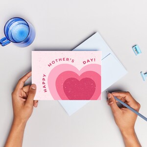 Tarjeta de felicitación DIGITAL IMPRIMIBLE Heartfelt Pink Hearts, Tarjeta del Día de las Madres, Tarjeta de Amor Digital, Diseño de Corazón Rosa Imprimible