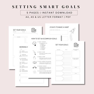 SMART Goal Setting Worksheets | Goal Planner, Achieve Your Dreams, Productivity Journal, Instant Download PDF
