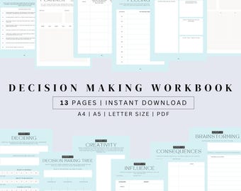 Decision Making Worksheets | Problem-Solving Journal, Decision Aid Workbook, Self-Development PDF, Instant Download
